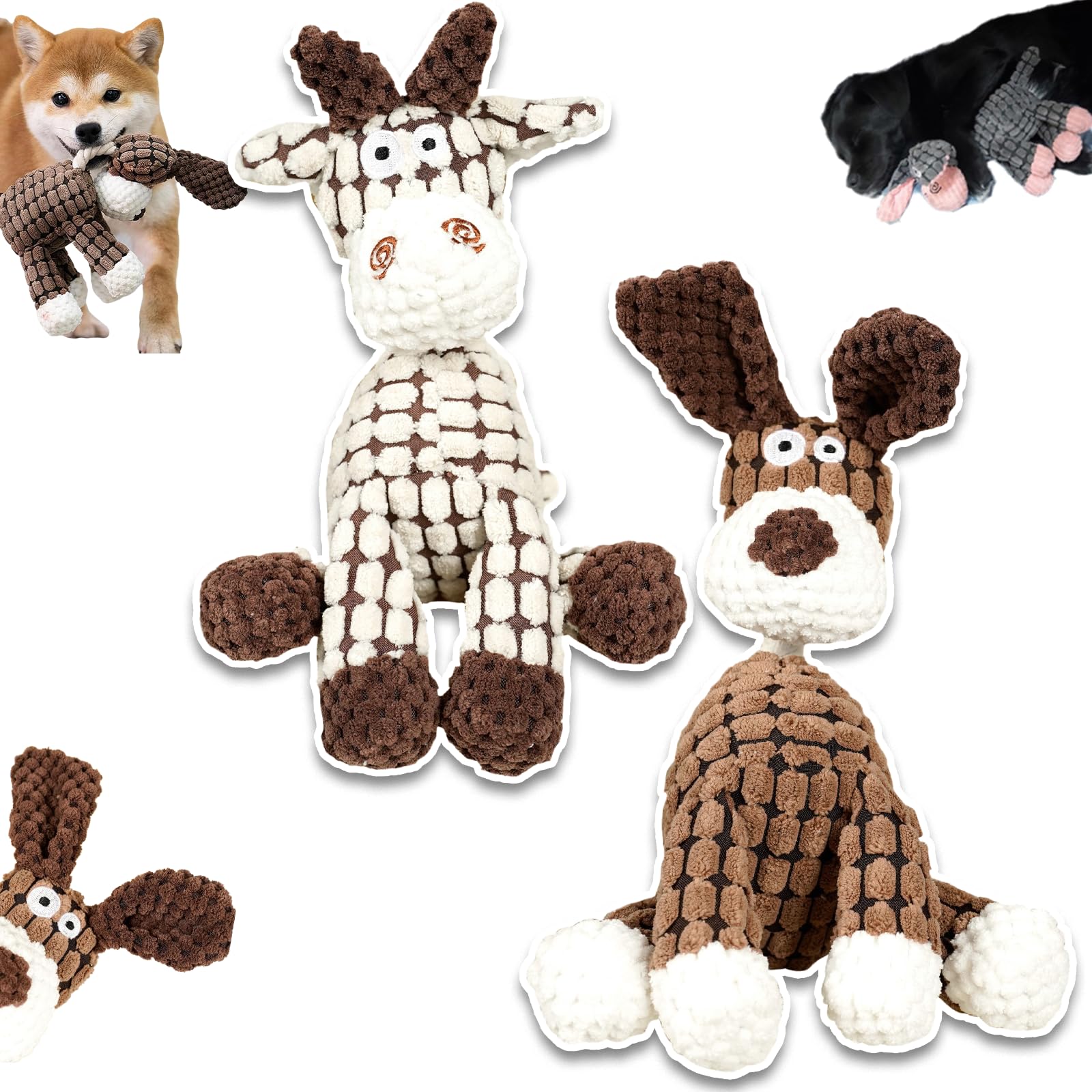 Bite Buddy Chew Toy for Dogs Indestructible, Petsboro Bitebuddy Dog Toys, Dog Stuffed Animals Chew Toys with Squeakers, Bite-Resistant Pet Plush, for Medium and Small Dogs (A+B)