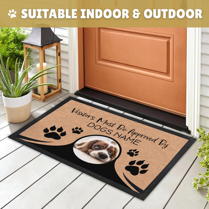 Personalized Dog Door Mat with Photo and Name - Customized Welcome Mat - Floor Mats - Front Door Mat - Visitors Must Be Approved - Abrasion-Resistant and Non-Slip (20" x 14")