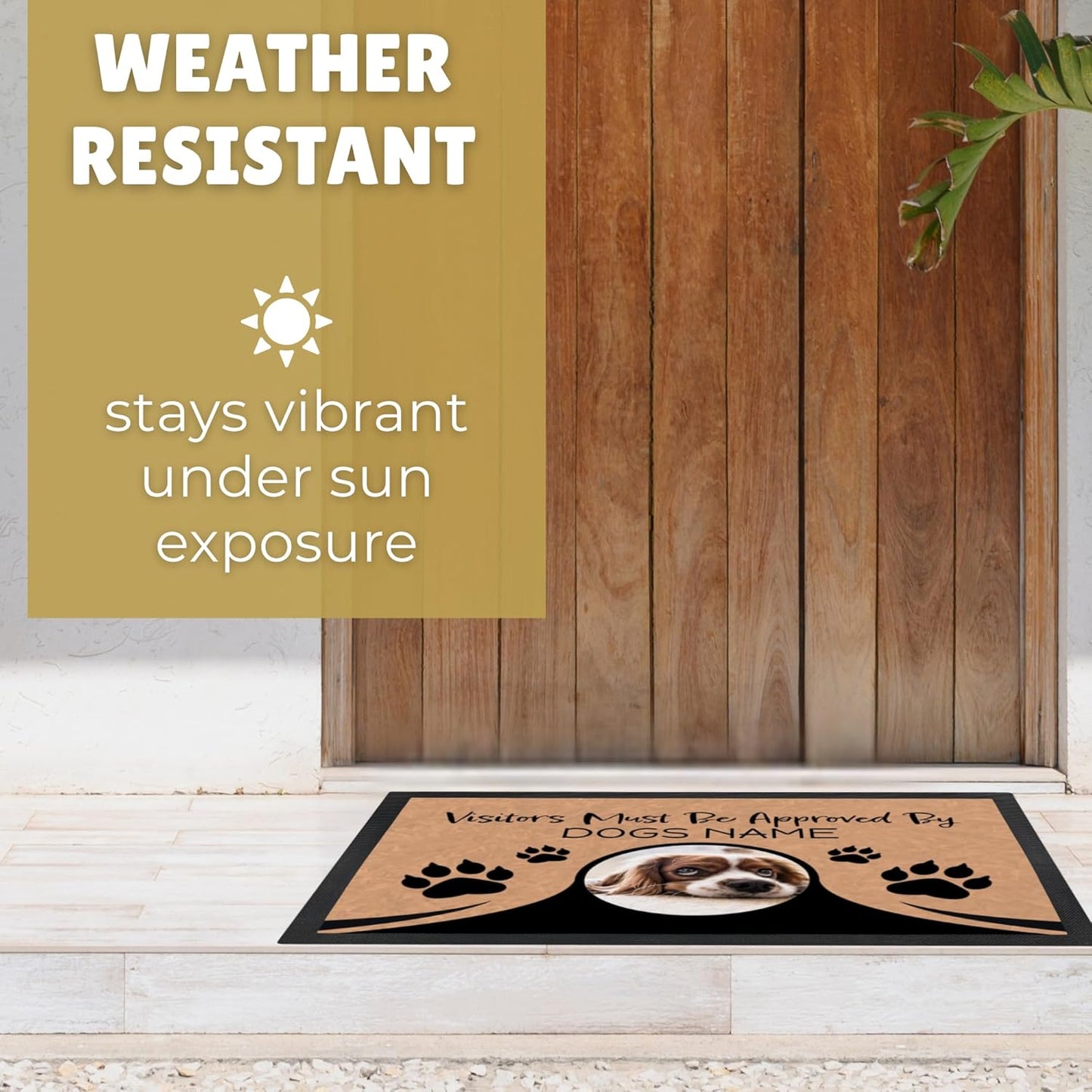 Personalized Dog Door Mat with Photo and Name - Customized Welcome Mat - Floor Mats - Front Door Mat - Visitors Must Be Approved - Abrasion-Resistant and Non-Slip (20" x 14")