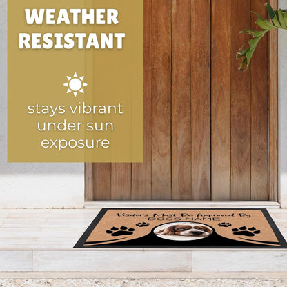 Personalized Dog Door Mat with Photo and Name - Customized Welcome Mat - Floor Mats - Front Door Mat - Visitors Must Be Approved - Abrasion-Resistant and Non-Slip (20" x 14")