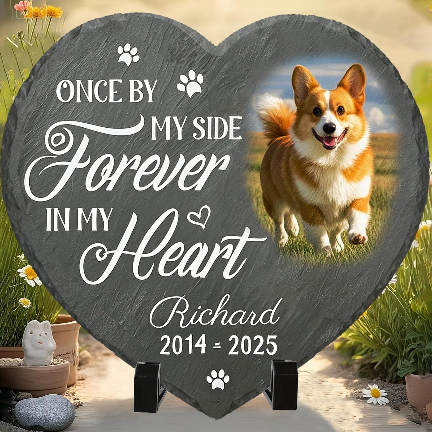 Personalized Pet Memorial Stone - Custom Dog Grave Marker with Name & Photo - Sympathy Gifts for Loss of Beloved Dog