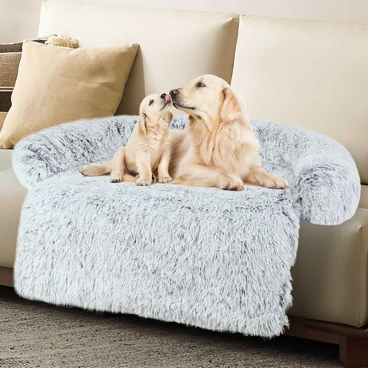 Luxurious Dog Couch Bed Protector for Dogs Memory Foam, Removable Fluffy Plush Pet Couch Cover for Dogs Washable, Calming Dog Sofa Beds, Waterproof Couch Protector, Pet Beds Mats for Couch(L)