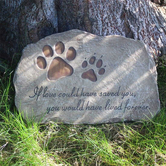 Paw Prints Dog Pet Memorial Stones, Pet Garden Stone Grave Marker for Dog or Cat, Hand-Painted Pet Memorial Gift Loss Gifts Sympathy Gifts for Dogs or Cats Indoor or Outdoor, 11" x 8"