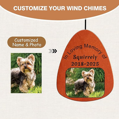 Personalized Pet Memorial Wind Chime with Photo – Custom Dog & Cat Remembrance Gift, Sympathy Gift for Pet Loss