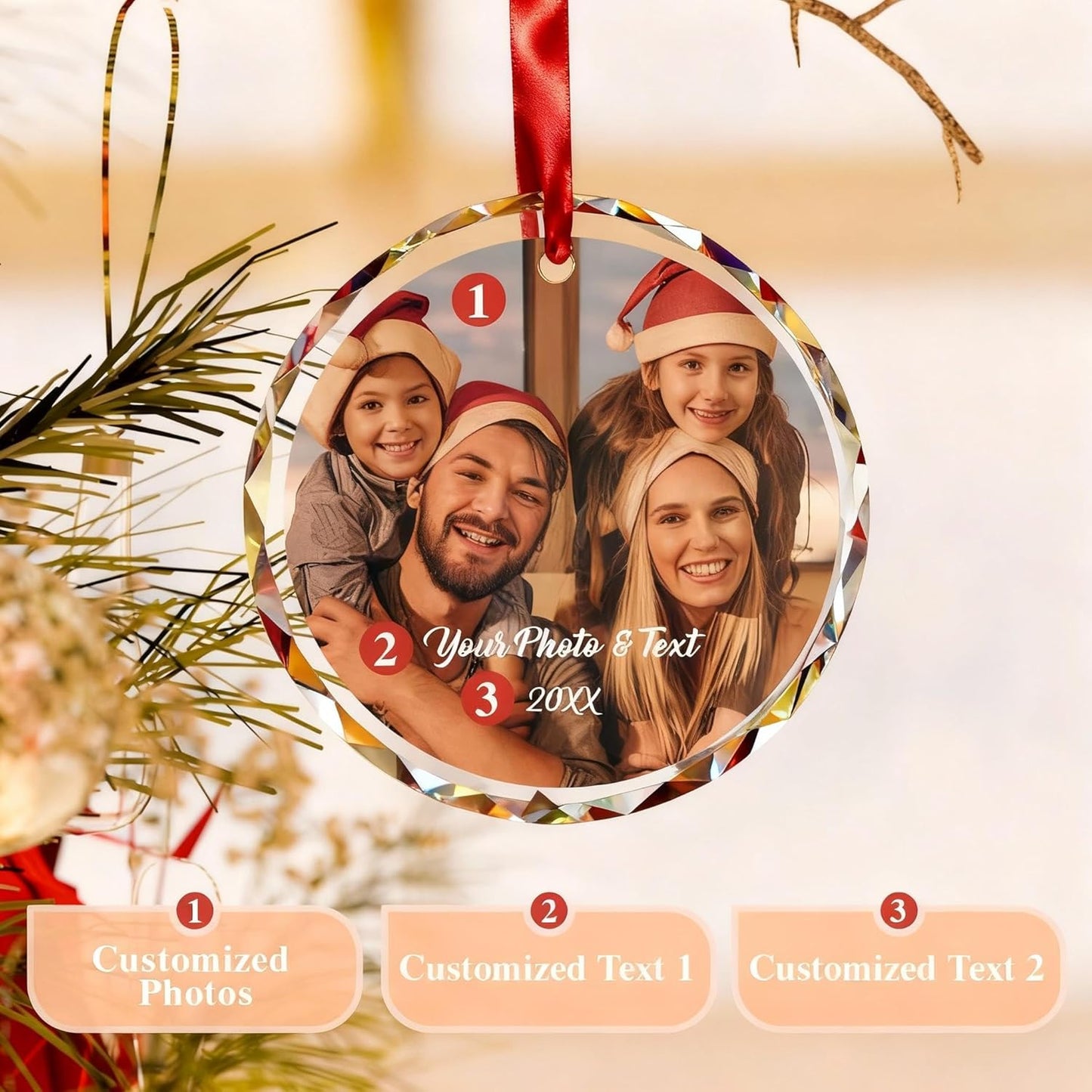 Personalized Christmas Ornaments,Custom Christmas Ornament with Photo,3"-5" Persoanlzied Family Ornaments 2025