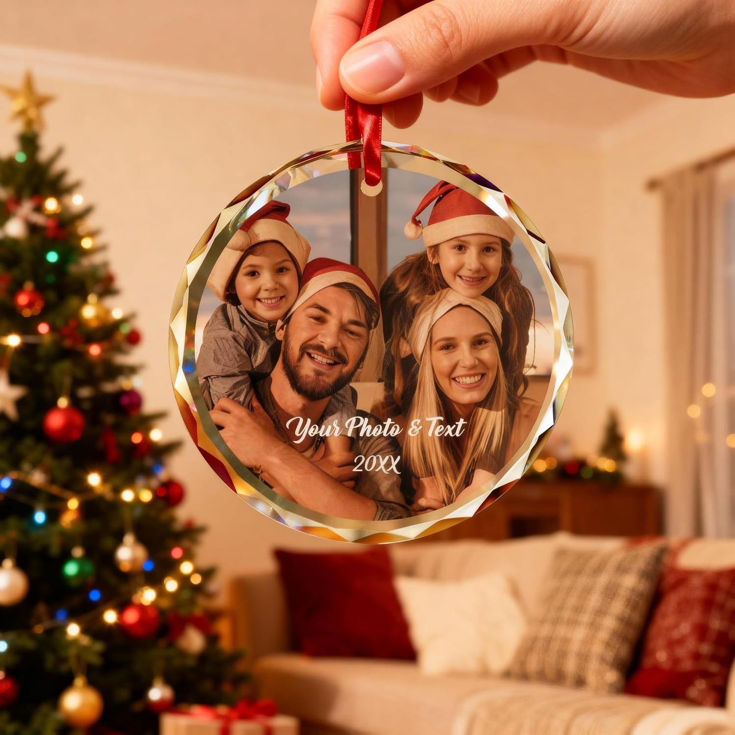 Personalized Christmas Ornaments,Custom Christmas Ornament with Photo,3"-5" Persoanlzied Family Ornaments 2025
