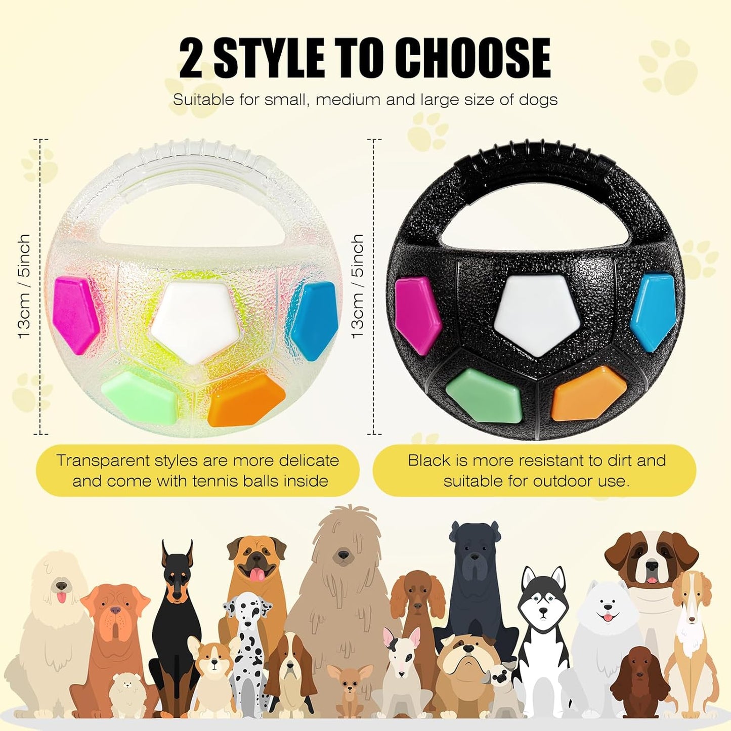 Tough Durable Ball Toy for Aggressive Chewers Ball in Bottle Strong Rubber Football Dog Chew Fetch Toy for Medium Large Breeds