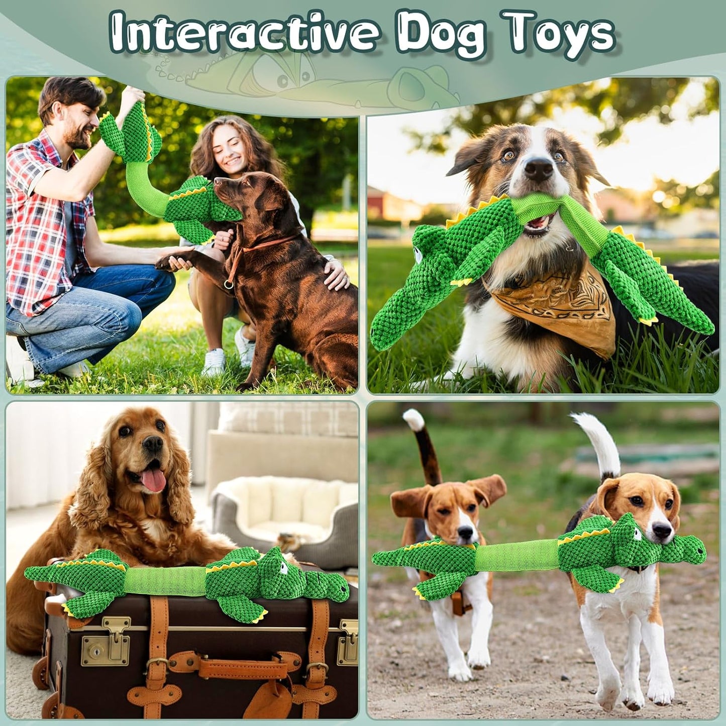 Dog Toys for Aggressive Chewers : Tough Interactive Tug of War Dog Toys-Squeaky Chew Toys for Small,Medium,Large Breed