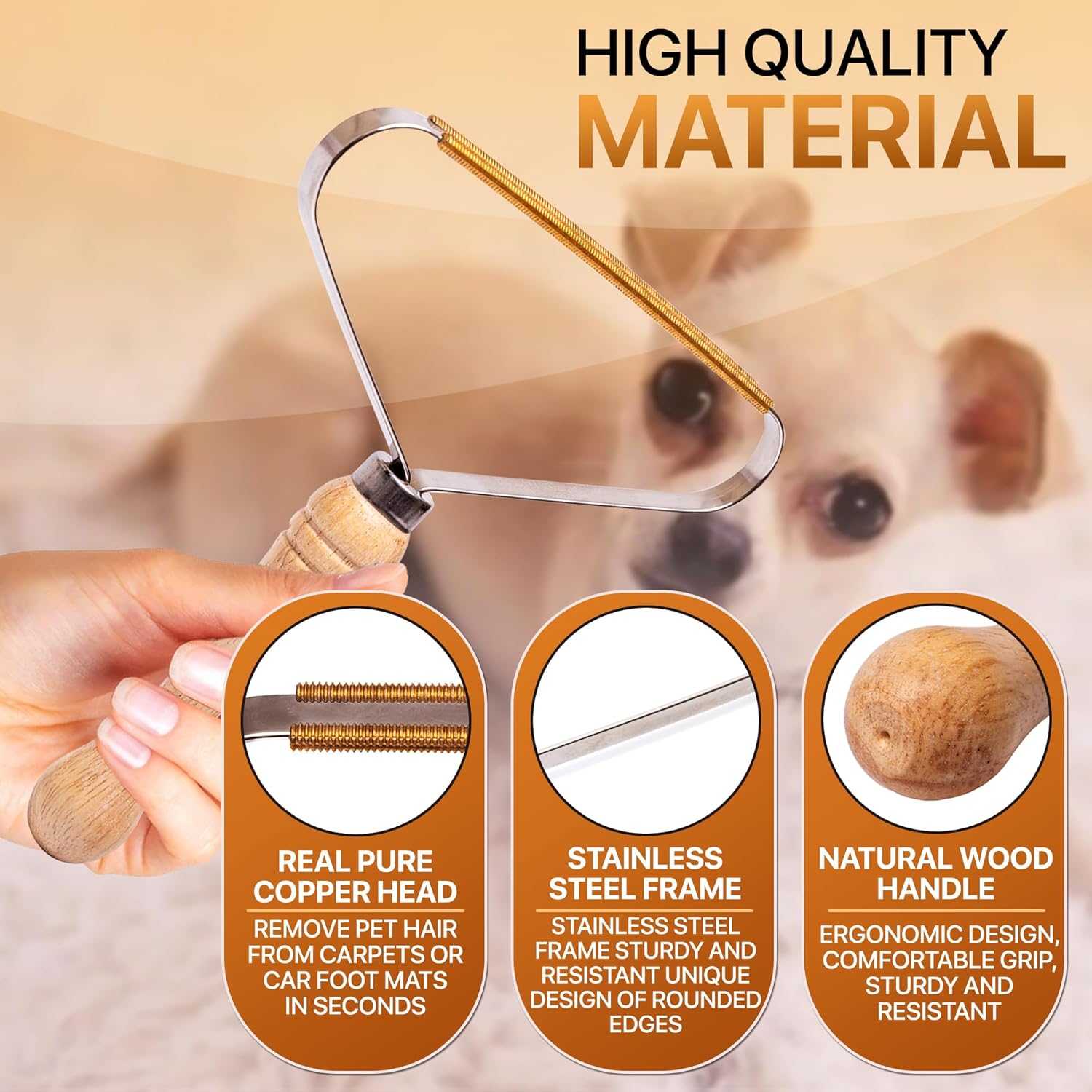 1-Pack Pet Hair Removal Tool - Carpet Rake and Squeegee for Pet Hair Remover Tool - Lint Remover and Hair Scraper for Couch - Easy to Clean Fuzz Fur and Pro Cat Dog Hair Remover for Rugs,Car Floor Mat