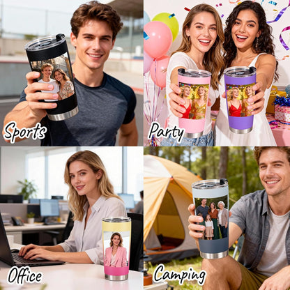 Personalisierter 20oz Edelstahlbecher, individuelles Foto, Logo & Text, Reisekaffeetasse, perfektes Geschenk für Frauen & Männer