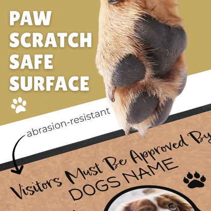 Personalized Dog Door Mat with Photo and Name - Customized Welcome Mat - Floor Mats - Front Door Mat - Visitors Must Be Approved - Abrasion-Resistant and Non-Slip (20" x 14")