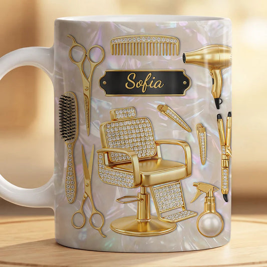 Personalized Barber Name Mug, 11oz, 15oz 3D Print Effect Hair Stylist Gift, Gift for barbers and hairstylists
