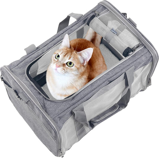 Large Cat Carriers Dog Carrier Pet Carrier for Large Cats Dogs Puppies up to 25Lbs, Big Dog Carrier Soft Sided, Collapsible Travel Puppy Carrier
