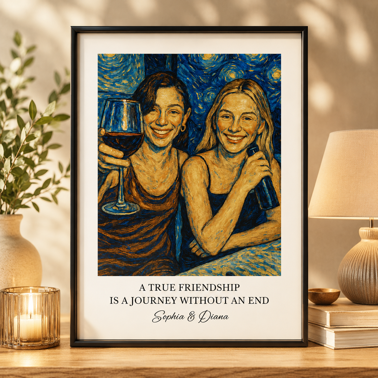 Ein wahre Freundschaft Poster im Van Gogh Stil – Personalisiertes Foto Geschenk