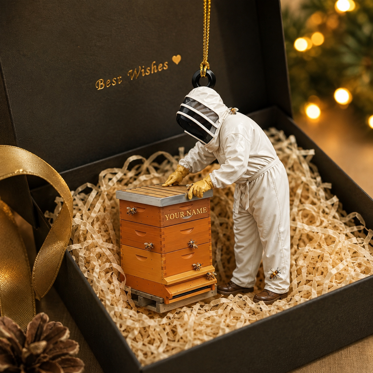 Personalized Beekeeper 3D Effect Ornament, Custom Honey Bee Keeper Acrylic Ornament with Name, Gift for Beekeepers and Bee Lovers