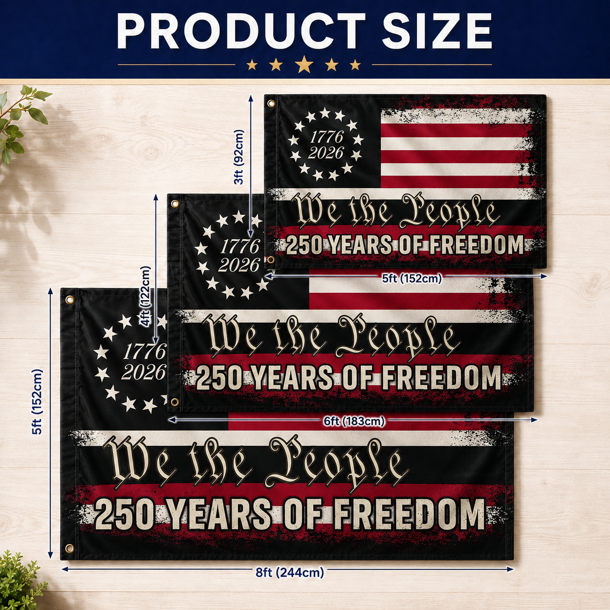 America 250th Anniversary We The People Flag – 1776–2026 Patriotic Decor