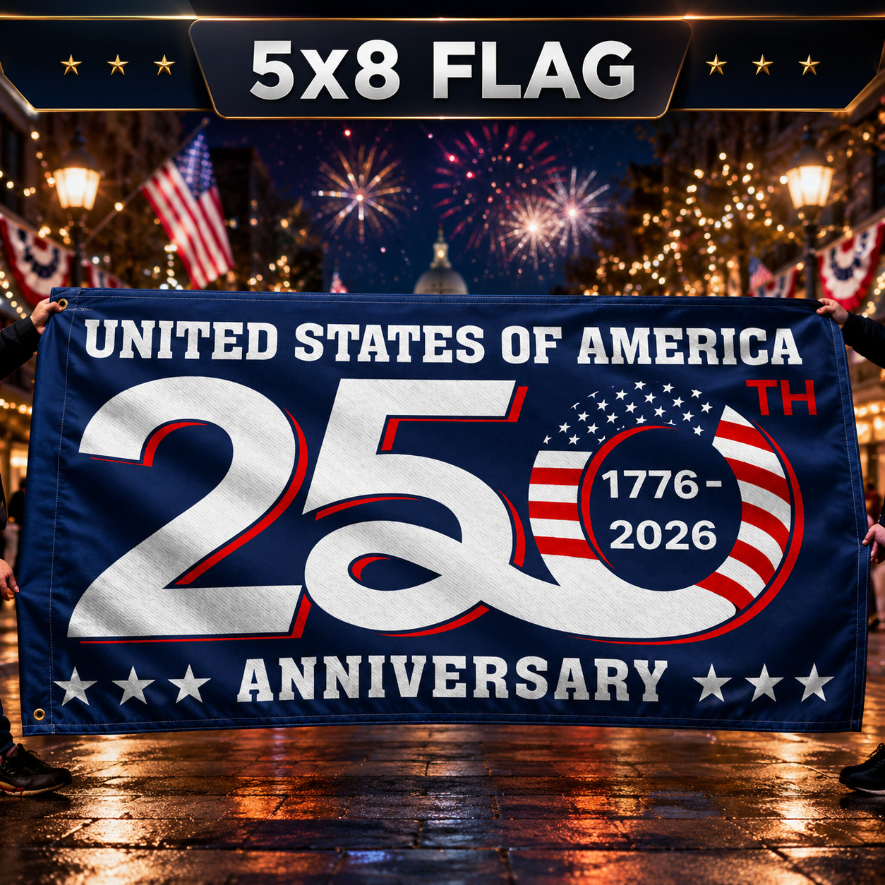 1776–2026 America 250th Anniversary Flag – Patriotic USA Decoration