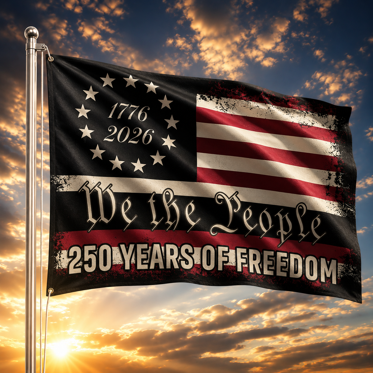 America 250th Anniversary We The People Flag – 1776–2026 Patriotic Decor