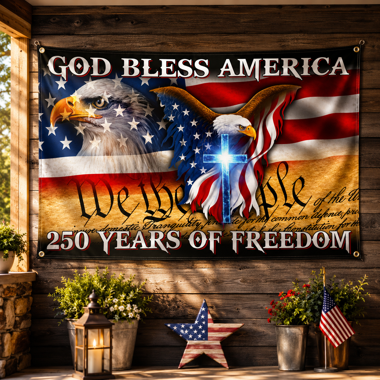250 Years of Freedom Patriotic Flag – God Bless America 1776–2026