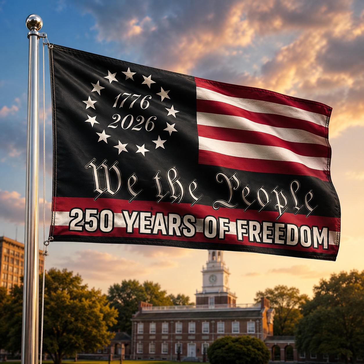 America 250th Anniversary We The People Flag – 1776–2026 Patriotic Decor
