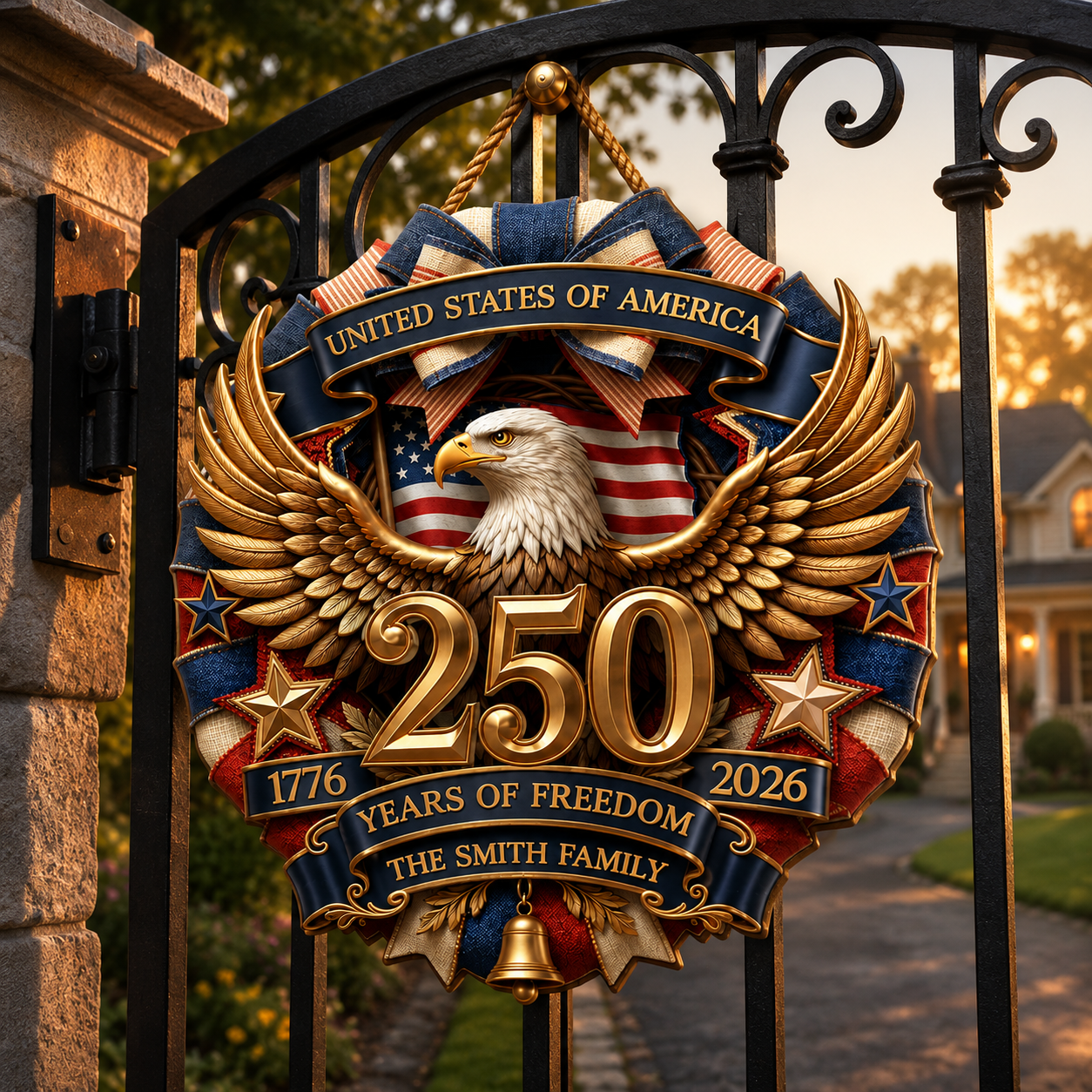 America 250 Years of Freedom Personalized Wood Sign – 4th of July Gift