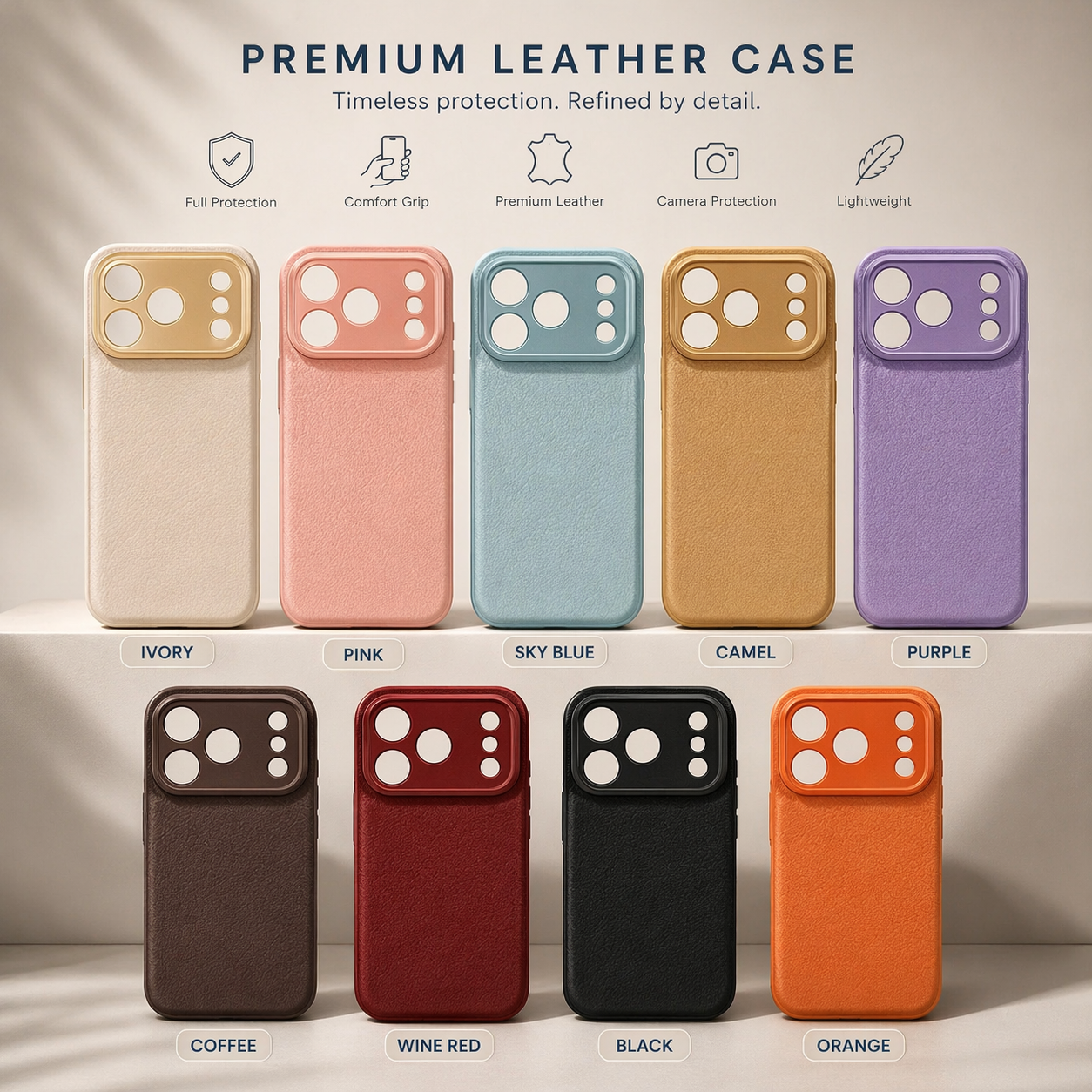 Personalized Leather Phone Case with Custom Pet Portrait — A Meaningful Gift for Dog & Cat Lovers