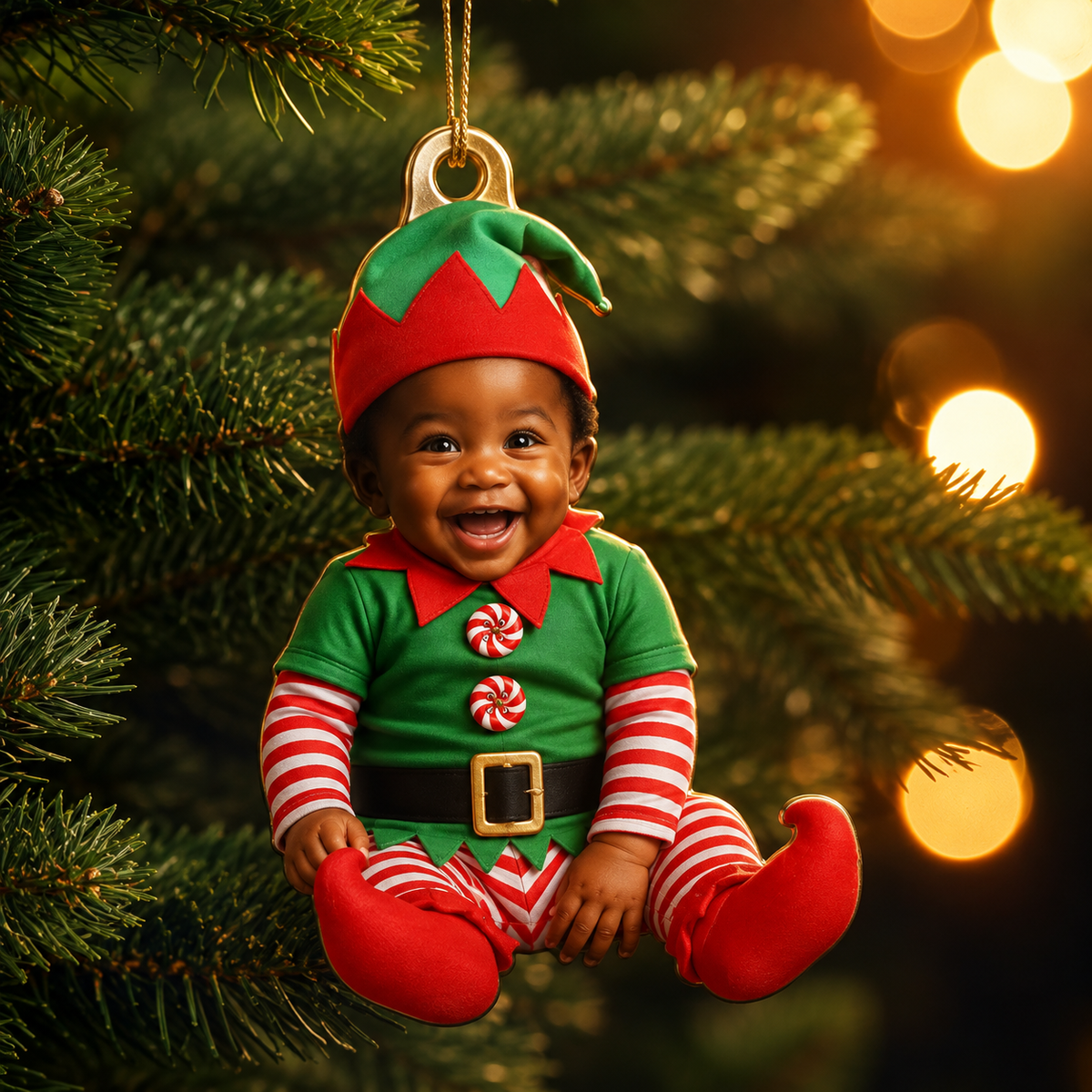 Baby's First Christmas Ornament 3D Effect, Personalized Newborn Photo Ornament, Custom Baby Elf Acrylic Christmas Keepsake Gift