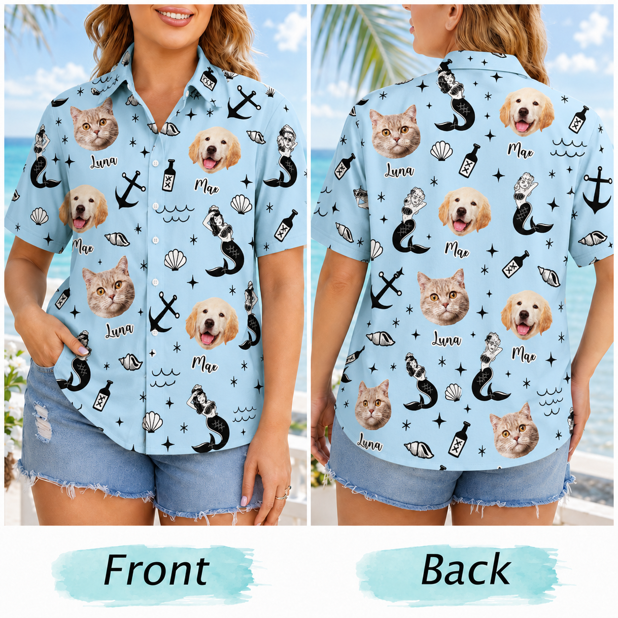 Strandgesichtsfoto Hawaiianisches Hemd – Personalisierte Sommergeschenke