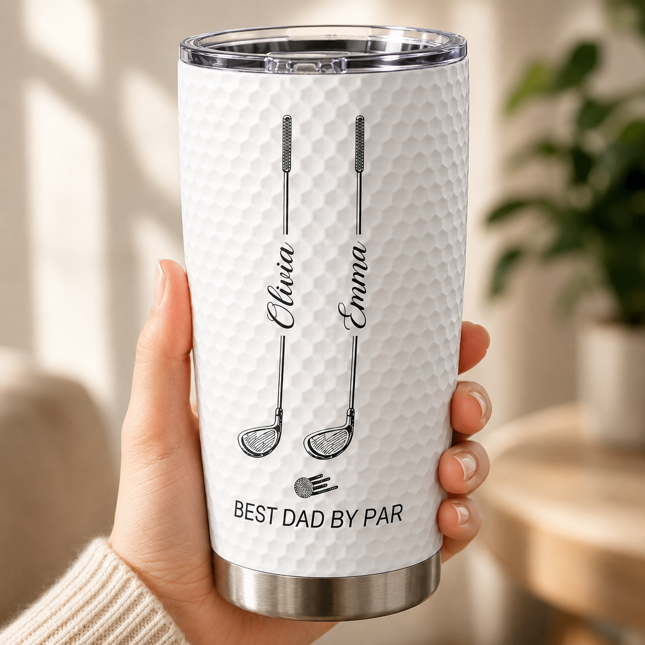 Best Dad By Par Personalized 20oz Stainless Steel Tumbler, Custom Dad Golf Tumbler with Kids' Names, Father's Day Gift