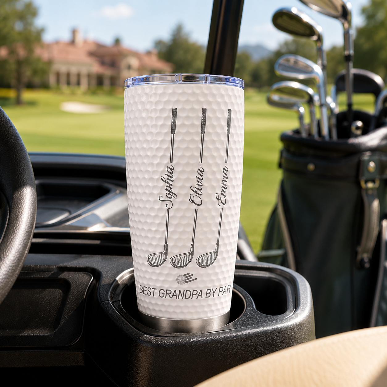 Best Dad By Par Personalized 20oz Stainless Steel Tumbler, Custom Dad Golf Tumbler with Kids' Names, Father's Day Gift