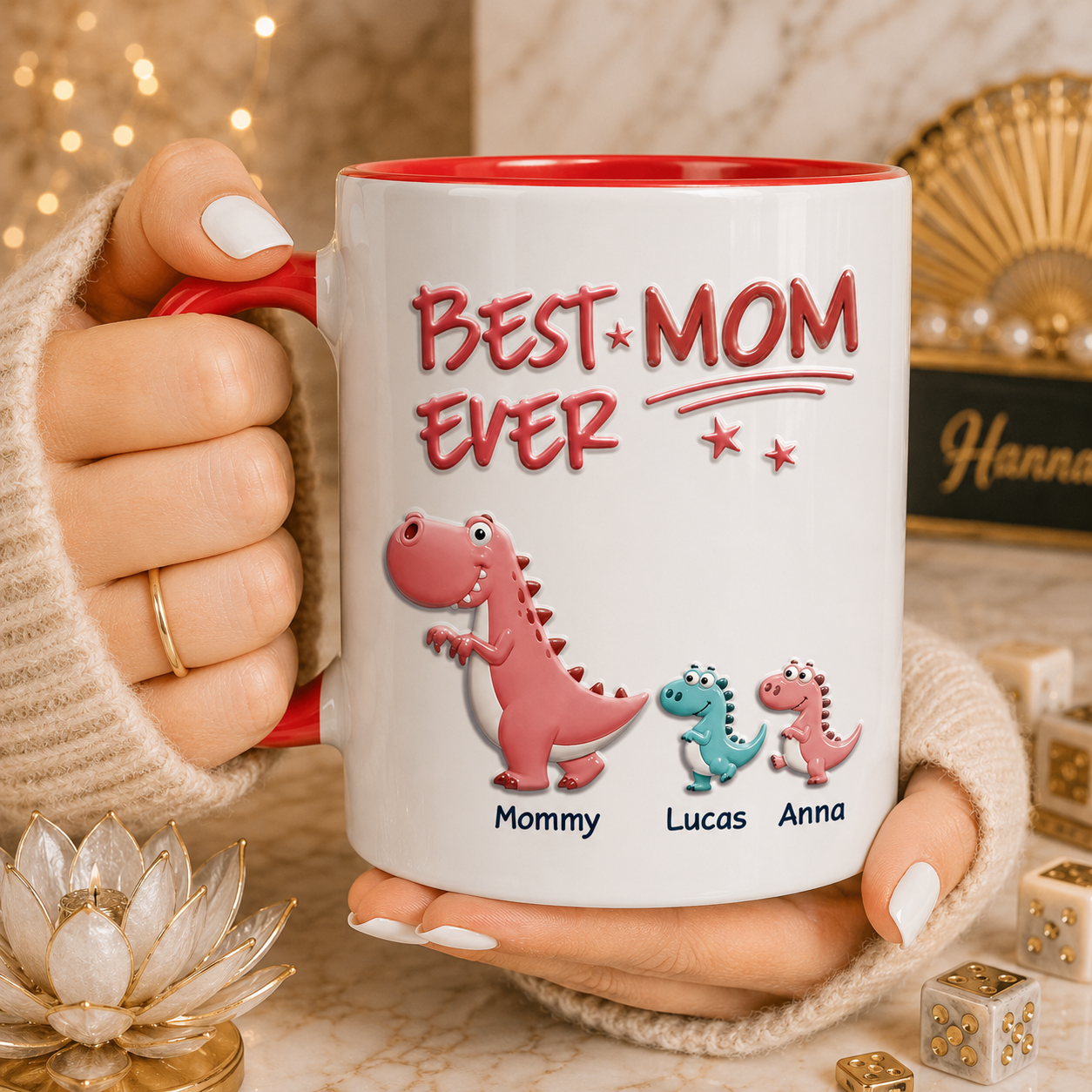Taza de dinosaurio "Mejor Papá del Mundo" – Taza personalizada para papá e hijos con efecto 3D, regalo personalizado del Día del Padre para papá o mamá