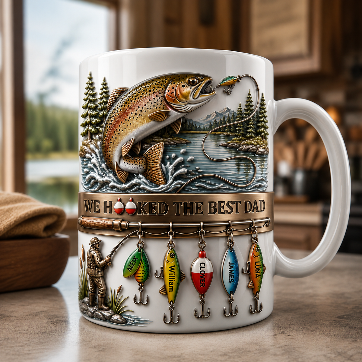 Fishing Best Dad Coffee Mug, Father's Day Fishing Gift, Ceramic Coffee Mug for Dad, Fisherman Gift