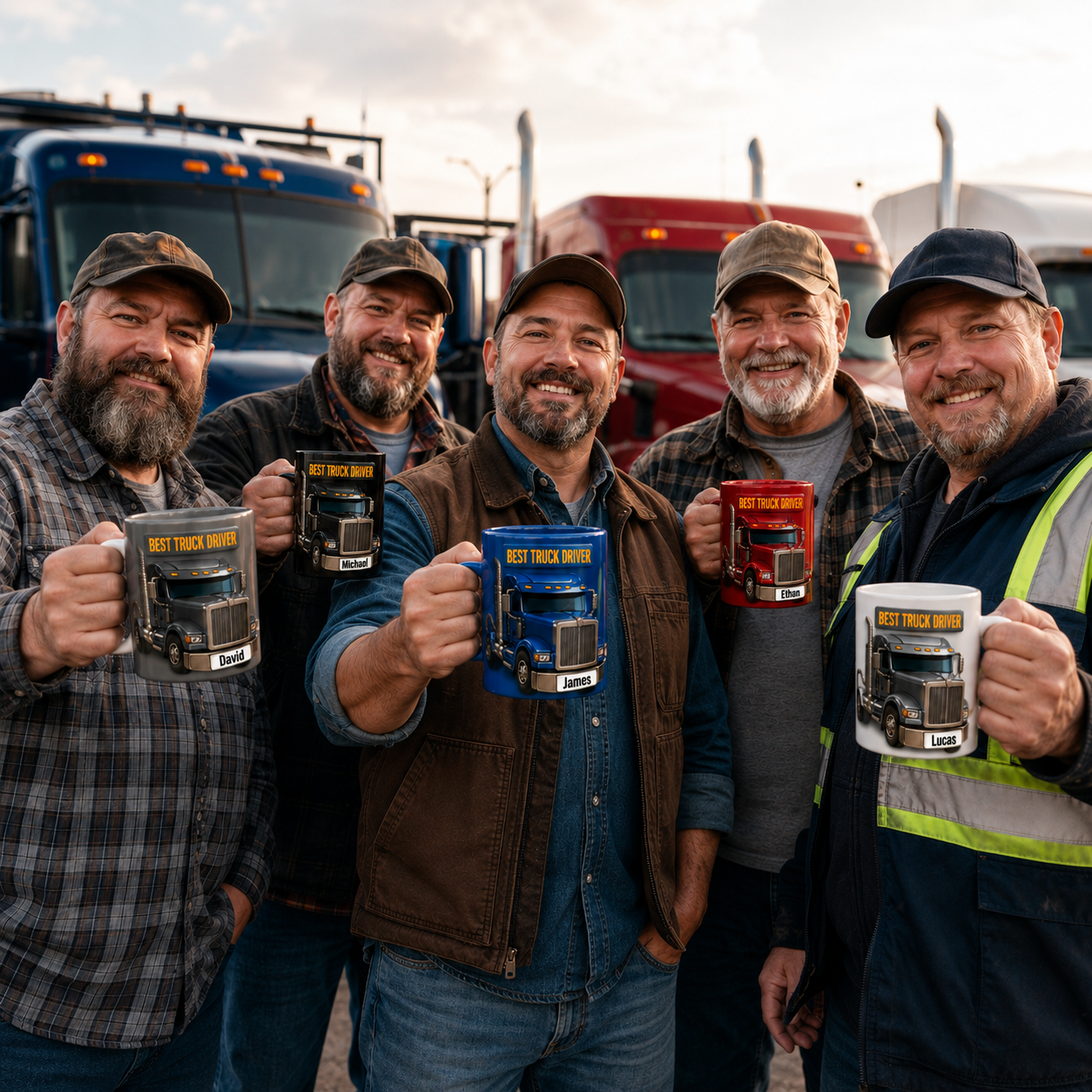 Personalized Best Truck Driver Coffee Mug 3D Effect with Custom Name, Ceramic Gift for Truck Driver, Trucker Coffee Cup, 11oz 15oz