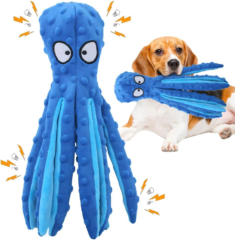 2025 New 3pcs Unbreak-Octopus for Heavy Chewers - Soft Chew Toys for Teething Pets, Interactive No-Stuffing Plush Octopus Pet Gifts