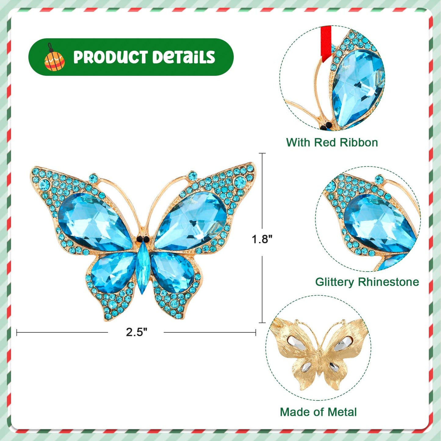 Butterfly Christmas Ornaments 2025, Beautiful Monarch Butterflys Ornament for Tree, Fancy Cute Christmas Ornaments for Kids Girls