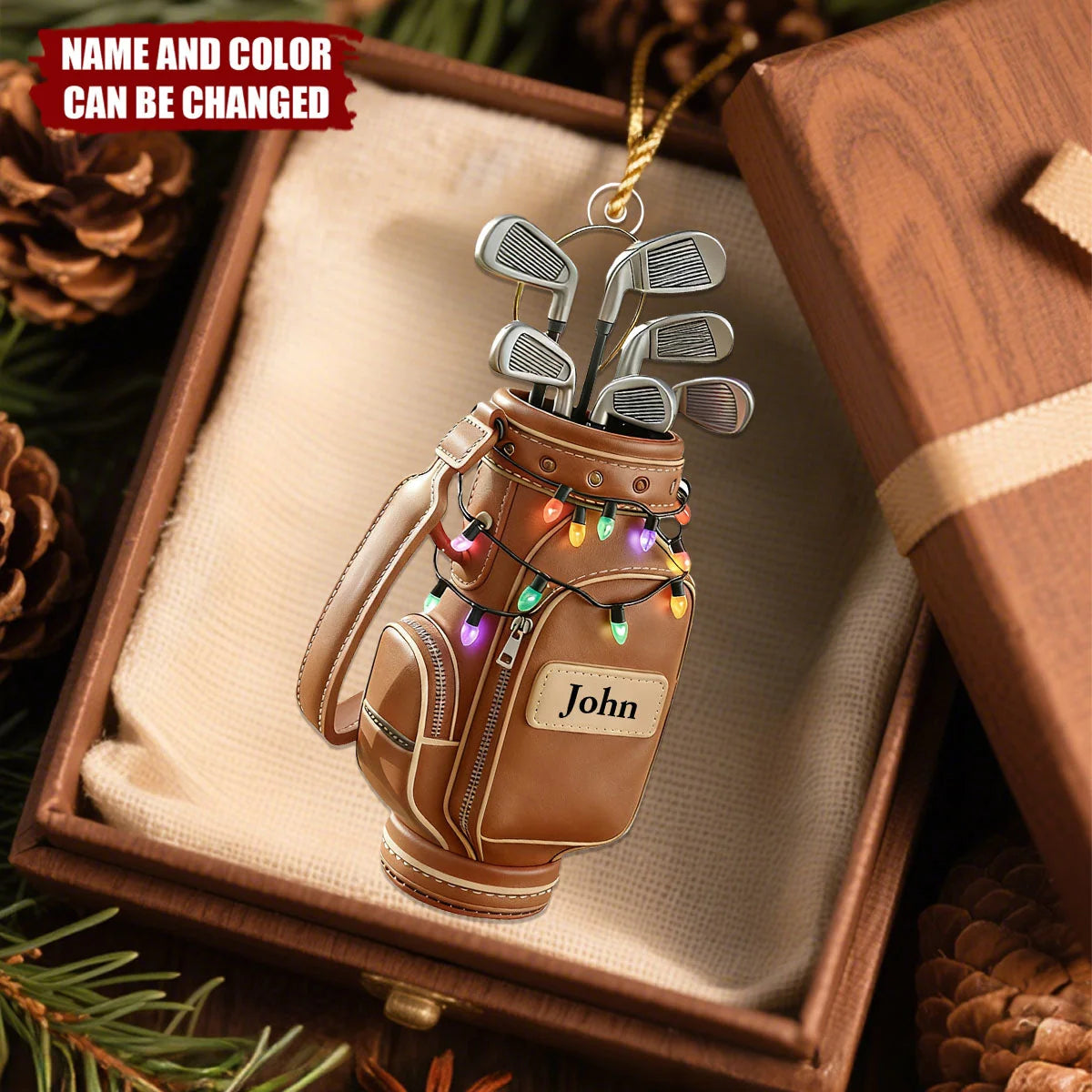 Personalized Golf Christmas Ornament, Custom Golfer Acrylic Keepsake, Golf Lover Gift for Dad Husband Grandpa Golfer Coach