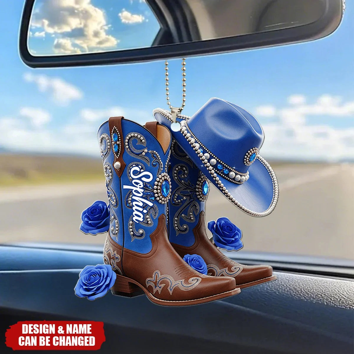 Cowgirl Boots - Personalized Cowgirl Car Ornament