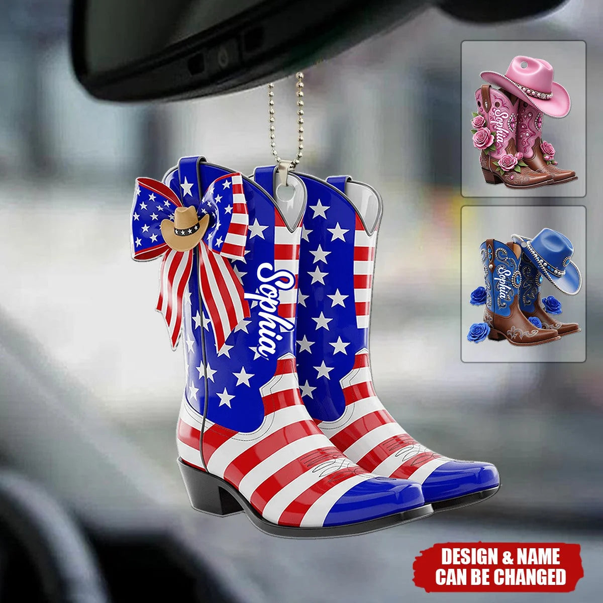 Cowgirl Boots - Personalized Cowgirl Car Ornament