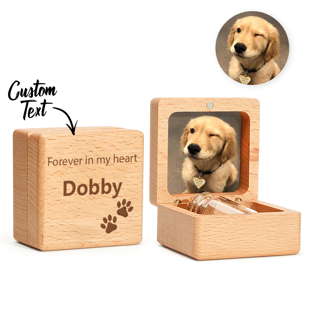 Personalized Wooden Pet Ashes Box Dog Cat Fur Keepsake Box Pet Memorial Gift for Pet Owner