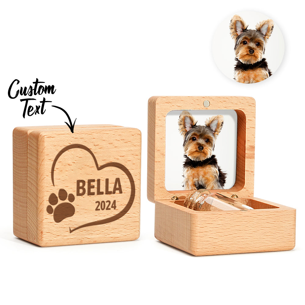 Personalized Wooden Pet Ashes Box Dog Cat Fur Keepsake Box Pet Memorial Gift for Pet Owner