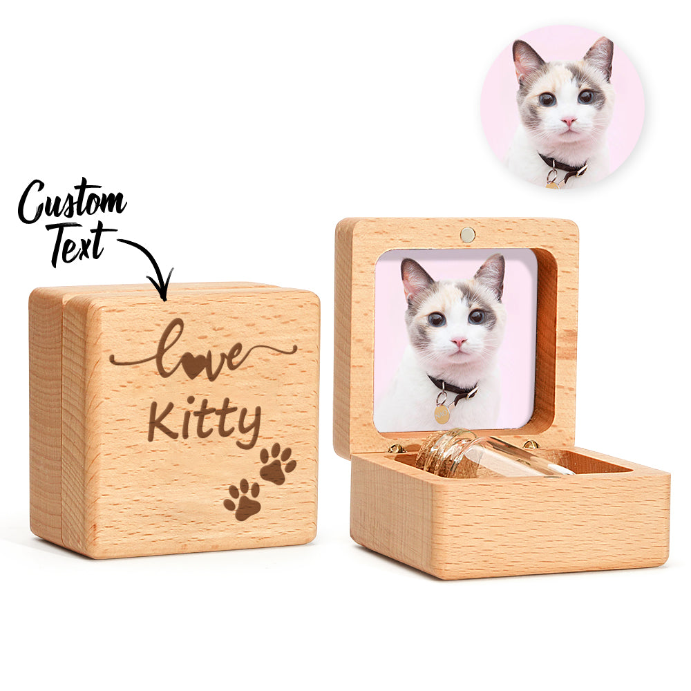 Personalized Wooden Pet Ashes Box Dog Cat Fur Keepsake Box Pet Memorial Gift for Pet Owner