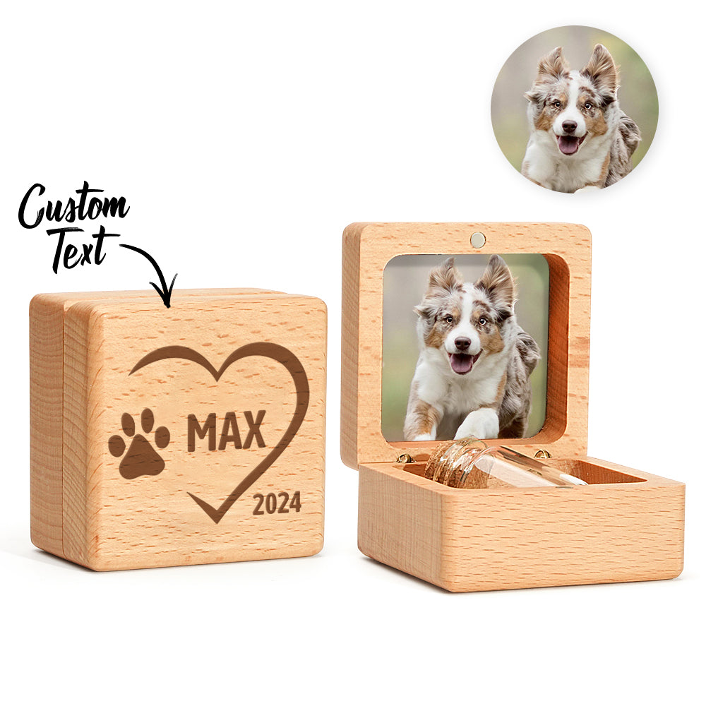 Personalized Wooden Pet Ashes Box Dog Cat Fur Keepsake Box Pet Memorial Gift for Pet Owner