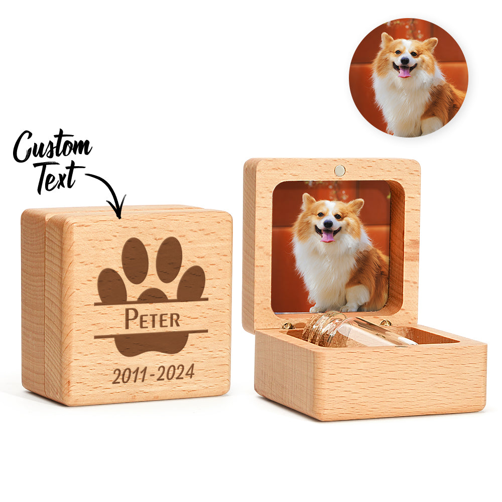 Personalized Wooden Pet Ashes Box Dog Cat Fur Keepsake Box Pet Memorial Gift for Pet Owner