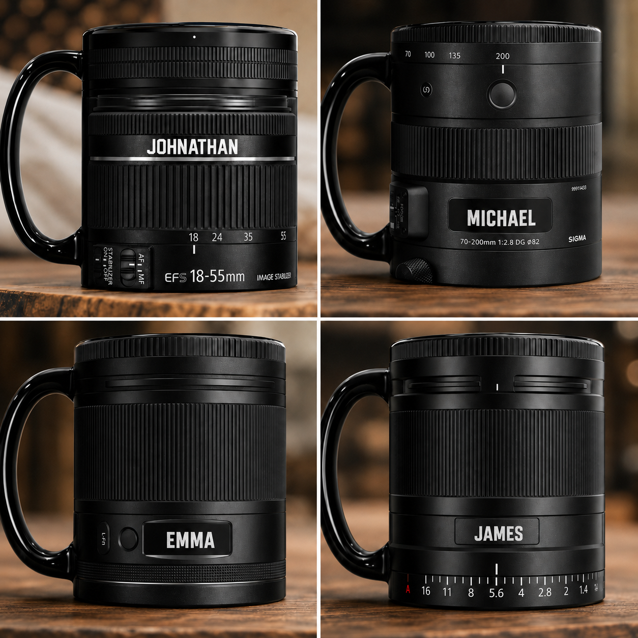 Personalized Camera Lens Coffee Mug 3D Effect with Custom Name, Camera Lens Mug Gift for Photographers, Photography Lover, Camera Enthusiast