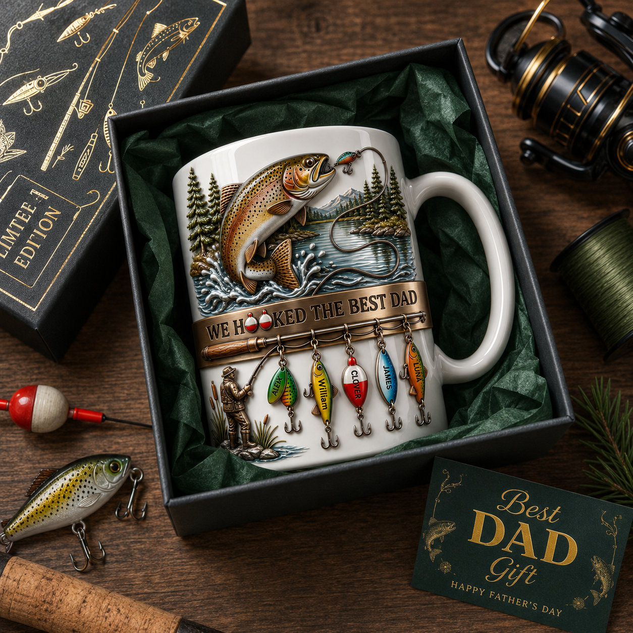 Fishing Best Dad Coffee Mug, Father's Day Fishing Gift, Ceramic Coffee Mug for Dad, Fisherman Gift