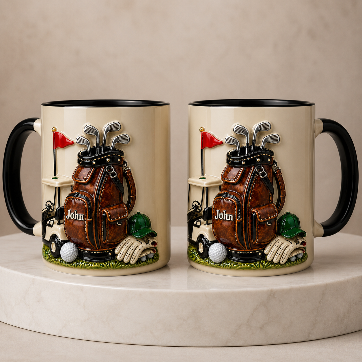 On The Course Golf Mug 3D Effect  – Personalized Golf Gift for Men, Custom Name Golfer Mug