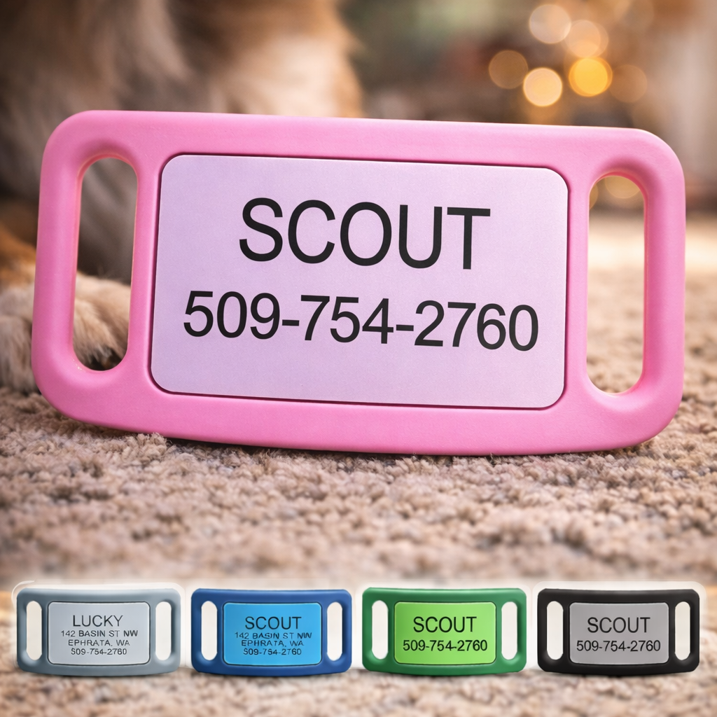 PetTags Silent Dog Tag, Personalized Engraved Silicone and Cat Name Pet ID Tags