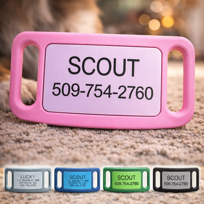 PetTags Silent Dog Tag, Personalized Engraved Silicone and Cat Name Pet ID Tags