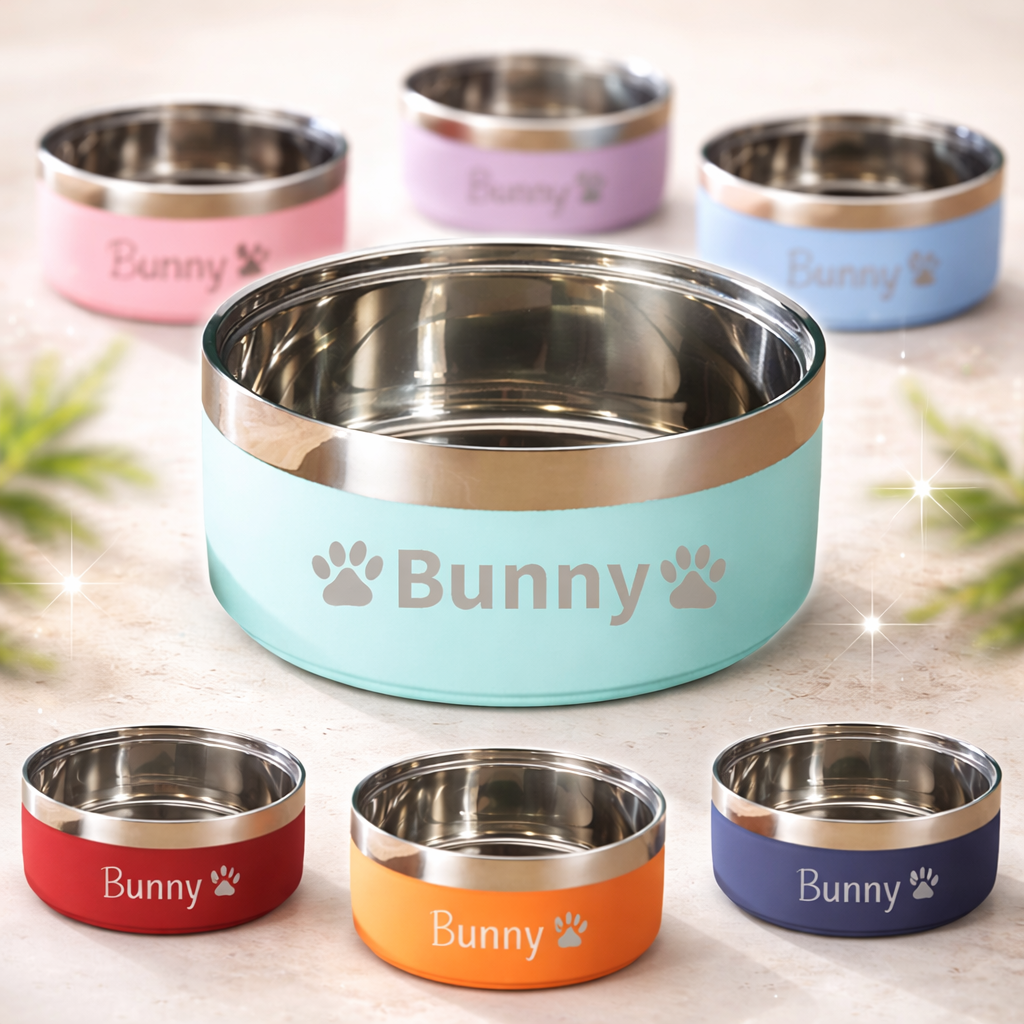 Personalized Dog Bowls with Name, Customized Steel-stanless Pet Water Bowls for Both Cat & Dog