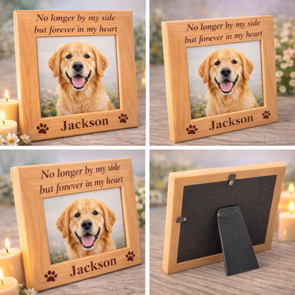 Forever in Our Hearts Custom Dog Memorial Wood Picture Frame (4x6 Vertical)